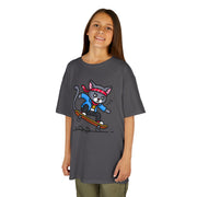 Skateboarding Cat Kids Tee - Fun Heavy Cotton T-Shirt for Young Adventurers