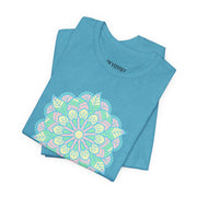 Zen Floral Mandala Unisex Jersey Tee - Soft Green Relaxed Fit Shirt