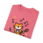 Cute Cat Music T-Shirt - Unisex Garment-Dyed Tee for Animal Lovers