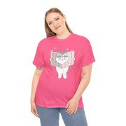 Cute Cat with Newspaper Unisex Heavy Cotton Tee - Fun and Cozy for Cat Lovers