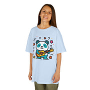 Kids Panda Guitar Tee - Cute Heavy Cotton T-Shirt for Music Lovers