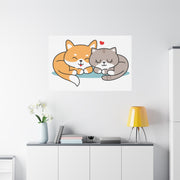 Adorable Cat and Dog Canvas Art - Cute Pet Lovers Wall Decor