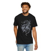 Unisex Snake and Floral Graphic T-Shirt - Edgy Vintage Style Tee