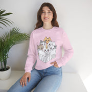 Cute Cat Reading Crewneck Sweatshirt for Cat Lovers