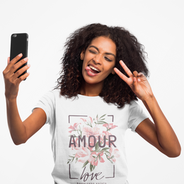 Floral Amour Tee, Romantic T-Shirt, Gift for Her, Cute Casual Wear, Love Shirt, Valentine's Day Gift, Everyday Comfort