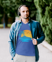 Tropical Sunset V-Neck Tee - Beach Vibes Shirt, Casual Summer Top, Vacation Wear, Graphic Tee, Unisex Style