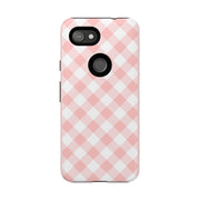 Chic Pink Gingham Google Pixel Phone Case for Tough Protection