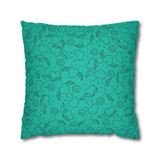 Heart & Leaf Pattern Square Pillowcase – Cozy Home Decor for Lovebirds
