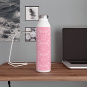 Chic Pink Floral Slim Water Bottle - Stylish Hydration for Everyday Use