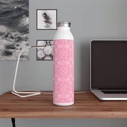 Chic Pink Floral Slim Water Bottle - Stylish Hydration for Everyday Use