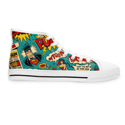 Comic Book Women's High Top Sneakers - Superhero Style Footwear
