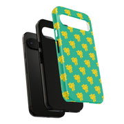 Floral Tough Google Pixel Phone Case - Vibrant Yellow Flowers on Green Background