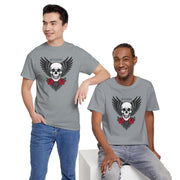Devil's Wing Skull Unisex Heavy Cotton Tee - Edgy Graphic T-Shirt for Alternative Fashion