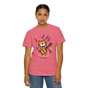 Cute Cat Music T-Shirt - Unisex Garment-Dyed Tee for Animal Lovers