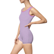 Vintage Inspired Women's Swimwear - Retro Purple Patterned Swimsuit
