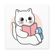 Cute Cat Reading Canvas Art - Perfect for Cat Lovers