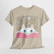 Whimsical Cat Reading Unisex Tee - Perfect for Cat Lovers & Bookworms