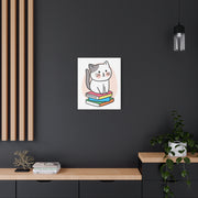 Cute Cat on Books Canvas Print – Whimsical Wall Art for Cat Lovers