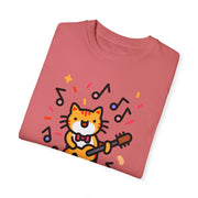 Cute Cat Music T-Shirt - Unisex Garment-Dyed Tee for Animal Lovers