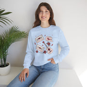 Retro Music Vibes Crewneck Sweatshirt - Cassette Tapes & Guitar Design
