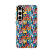 Colorful Cat Pattern Samsung Phone Case - Tough Cases for Cat Lovers