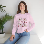 Retro Music Vibes Crewneck Sweatshirt - Cassette Tapes & Guitar Design