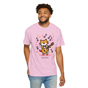 Cute Cat Music T-Shirt - Unisex Garment-Dyed Tee for Animal Lovers
