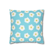 Daisy Print Square Pillowcase - Bright Floral Home Decor