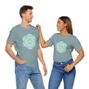 Zen Floral Mandala Unisex Jersey Tee - Soft Green Relaxed Fit Shirt