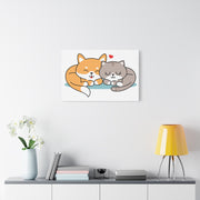 Adorable Cat and Dog Canvas Art - Cute Pet Lovers Wall Decor