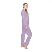 Elegant Women's Satin Pajamas Set - Lavender Pattern for Cozy Nights