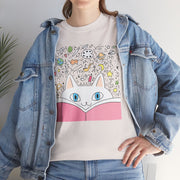 Whimsical Cat Reading Unisex Tee - Perfect for Cat Lovers & Bookworms