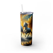 Majestic Horse Skinny Tumbler with Straw - 20oz Travel Cup
