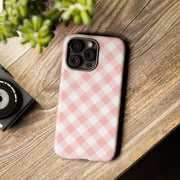 Pink Gingham Tough iPhone Case - Stylish & Durable Protection