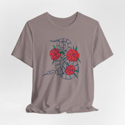 Snake and Roses Unisex Jersey Tee - Stylish Graphic Tee for Nature Lovers