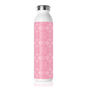 Chic Pink Floral Slim Water Bottle - Stylish Hydration for Everyday Use