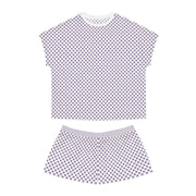 Cozy Purple Polka Dot Women's Pajama Set - Short Sleeve & Shorts