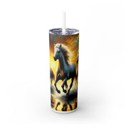 Majestic Horse Skinny Tumbler with Straw - 20oz Travel Cup