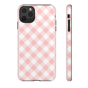 Pink Gingham Tough iPhone Case - Stylish & Durable Protection