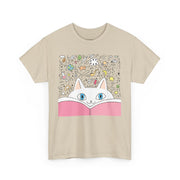 Whimsical Cat Reading Unisex Tee - Perfect for Cat Lovers & Bookworms