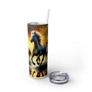 Majestic Horse Skinny Tumbler with Straw - 20oz Travel Cup