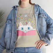 Whimsical Cat Reading Unisex Tee - Perfect for Cat Lovers & Bookworms