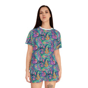 Vibrant Women's Short Pajama Set - Colorful Paisley Design for Cozy Nights
