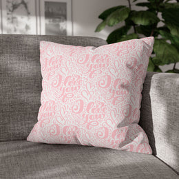 Inspirational Love Pillowcase - Soft Spun Polyester Square Cushion with Heart Design