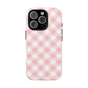 Pink Gingham Tough iPhone Case - Stylish & Durable Protection