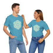 Zen Floral Mandala Unisex Jersey Tee - Soft Green Relaxed Fit Shirt