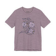 Unisex Short Sleeve Tee with Snake and Floral Design - Trendy Casual Wear