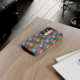 Colorful Cat Pattern Samsung Phone Case - Tough Cases for Cat Lovers