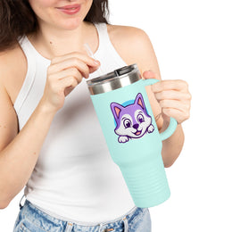 Cute Animal Insulated Travel Mug - 40oz with Straws and Handle