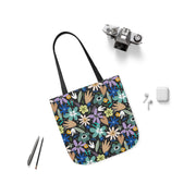 Blooming Floral Canvas Tote Bag with 5-Color Straps